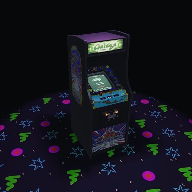 I found a ton of actual Galaga cabinet decals online so I whipped up a 3D replica! #3d #blender #art #3dart #blendercommunity #3dmodel #arcade #galaga #render #3drender #3dmodeling #model #modeling