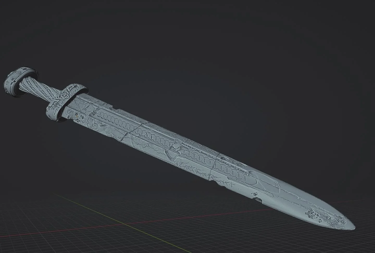 Modeled a 4 piece Viking sword. Working on the printed prop now. #3dmodeling #prop #blender3d #3dprinting