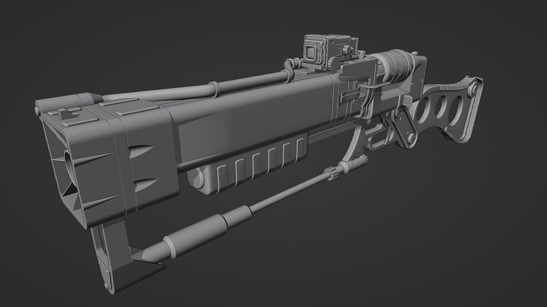 Making a #fallout Laser Rifle. Spent forever modeling it so it&rsquo;s nice to see it test fit together