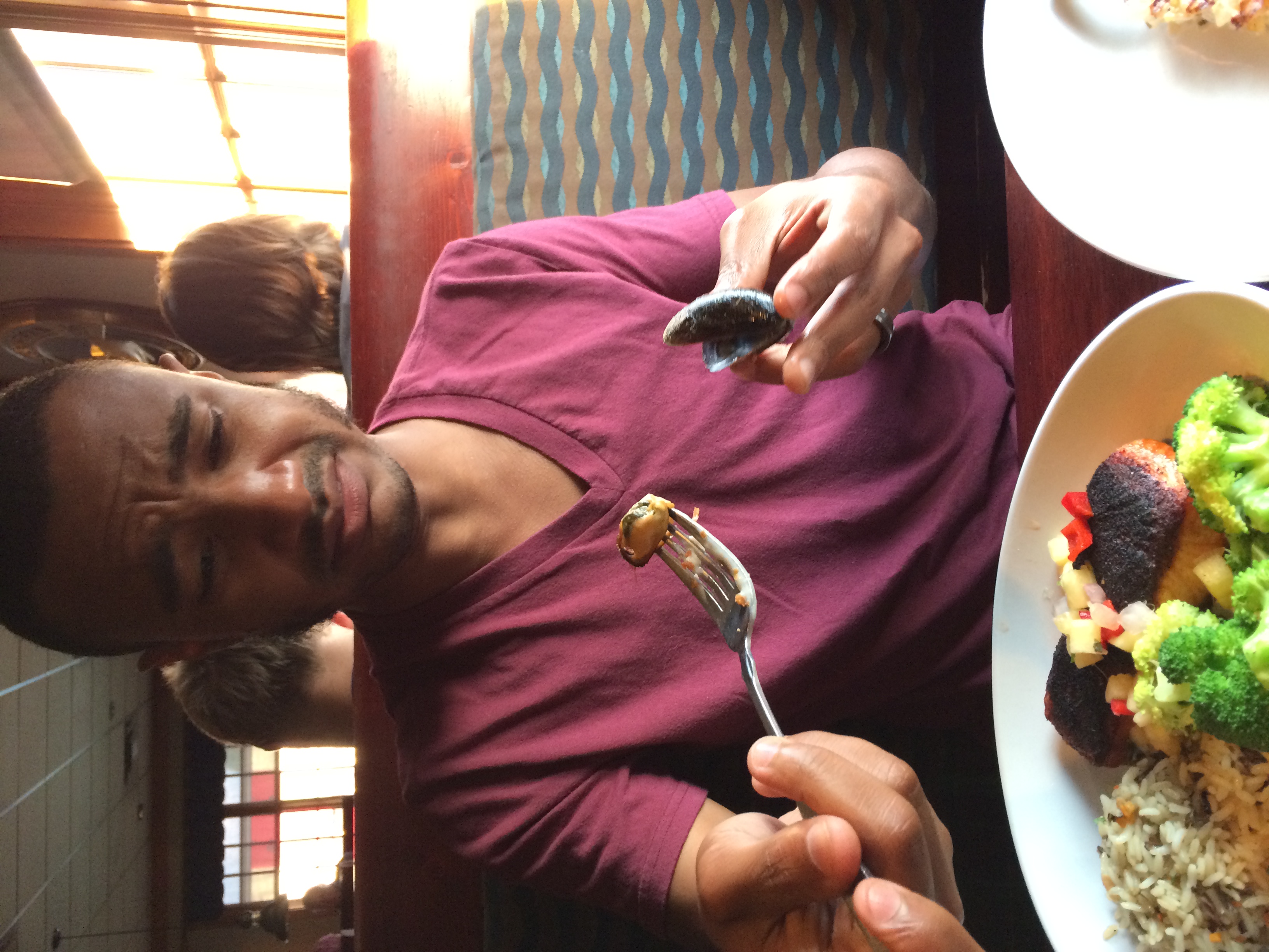 I made Meiko try Mussels for the first time. He didn't like them.