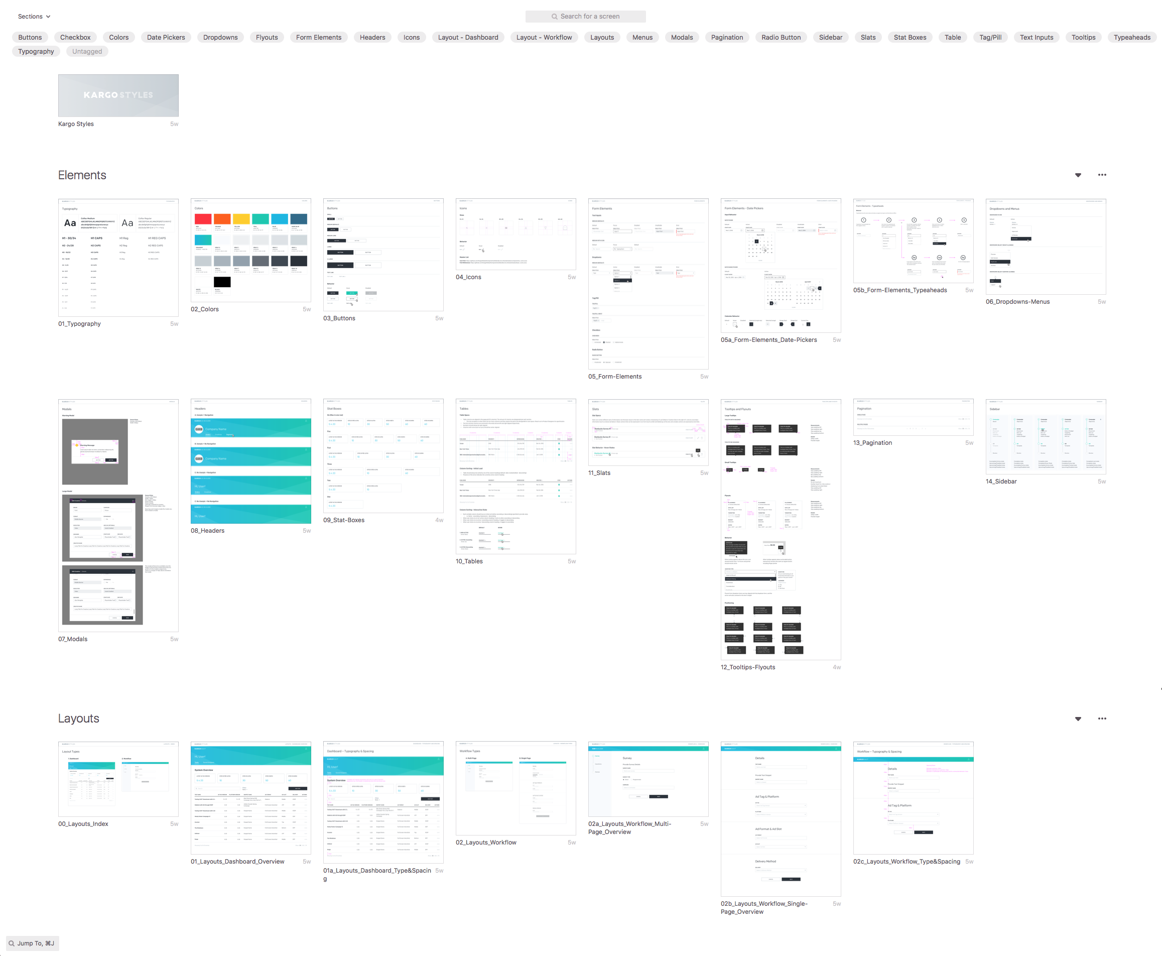 Zeplin view of our Styleguide for prototyping