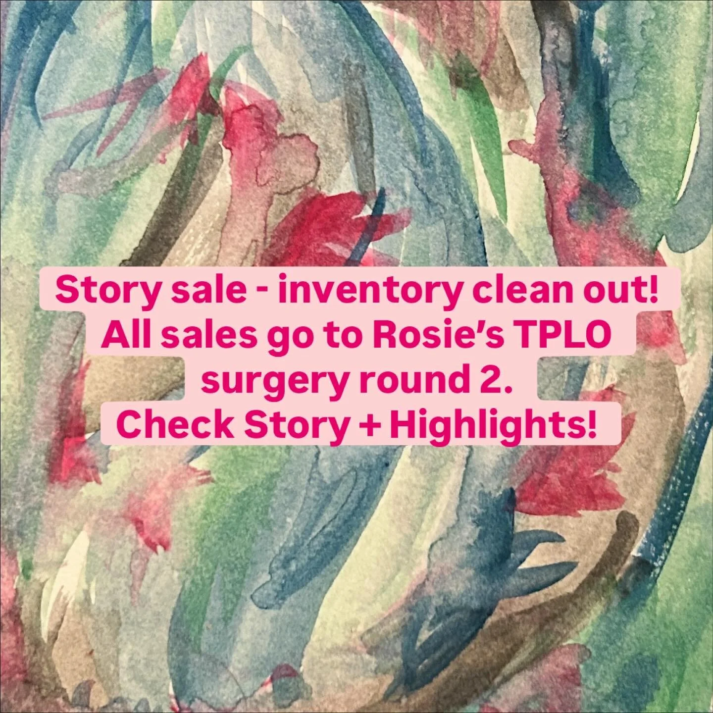 I&rsquo;m doing an impromptu story sale to clean out my inventory and raise more $ for Rosie&rsquo;s second TPLO surgery. 

If the story is down, check highlights til Friday at 5pm. All you&rsquo;ve gotta do is comment &ldquo;sold&rdquo; on the story