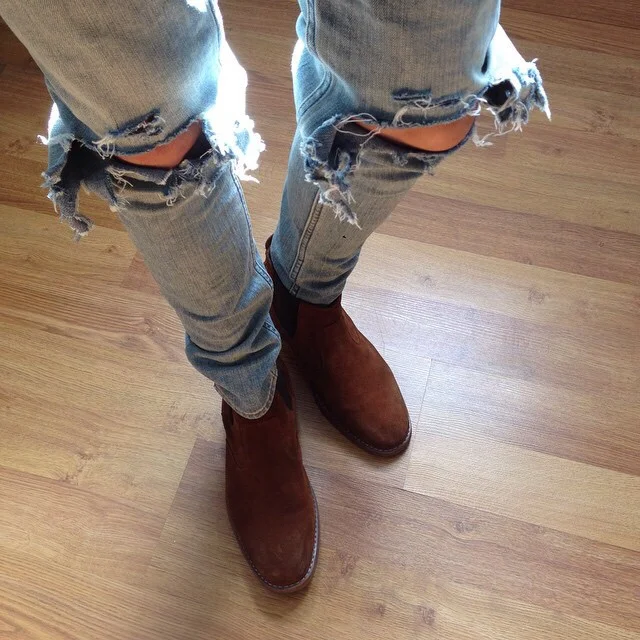 @imjvii photo of distressed denim and chelsea boots. Great Winter essentials.