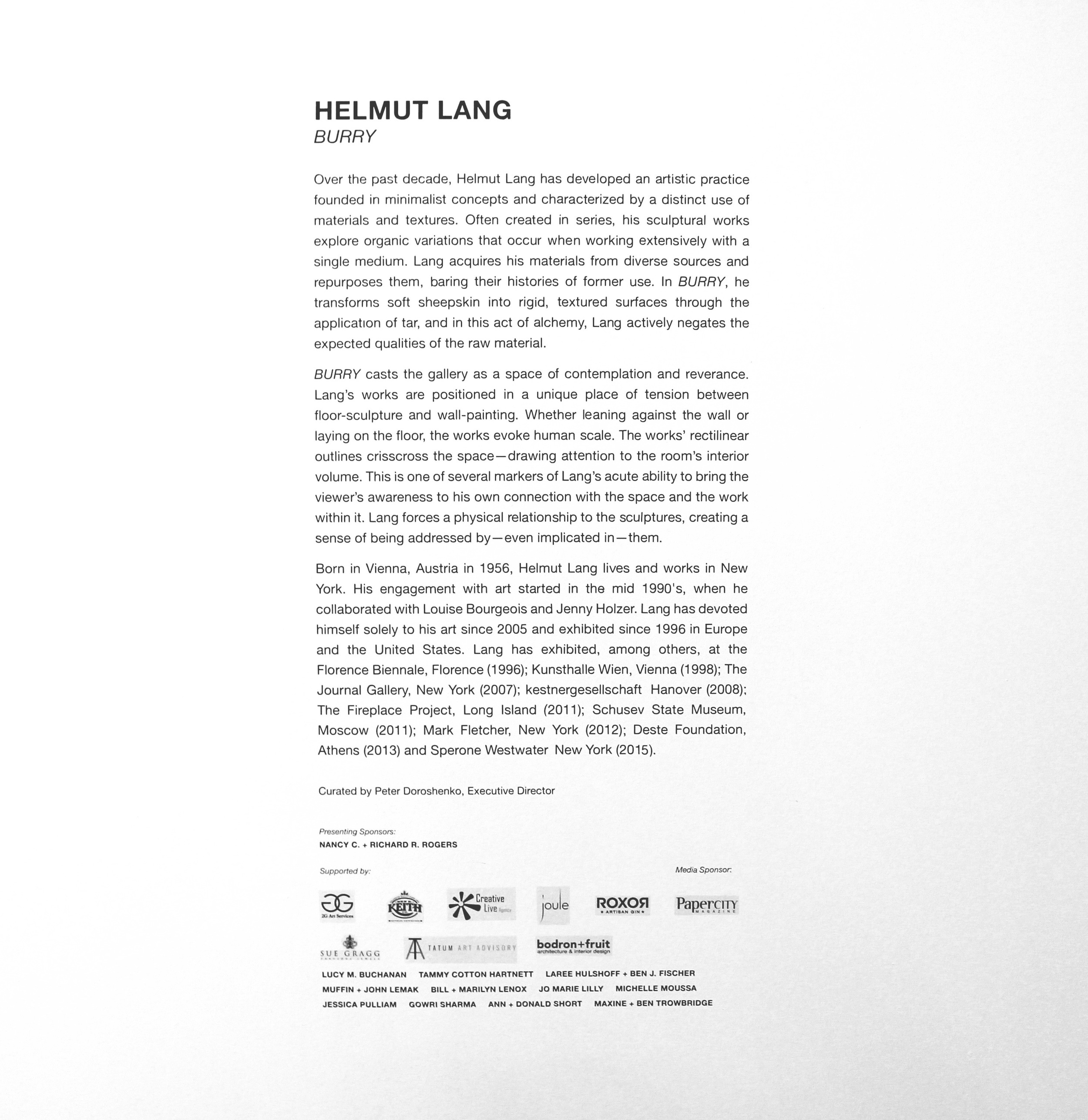 Helmut Lang — DALLAS CONTEMPORARY