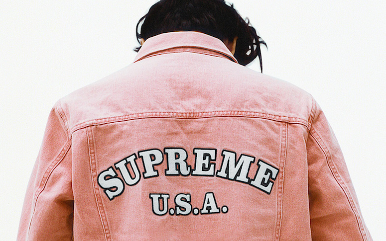 supreme pink denim jacket