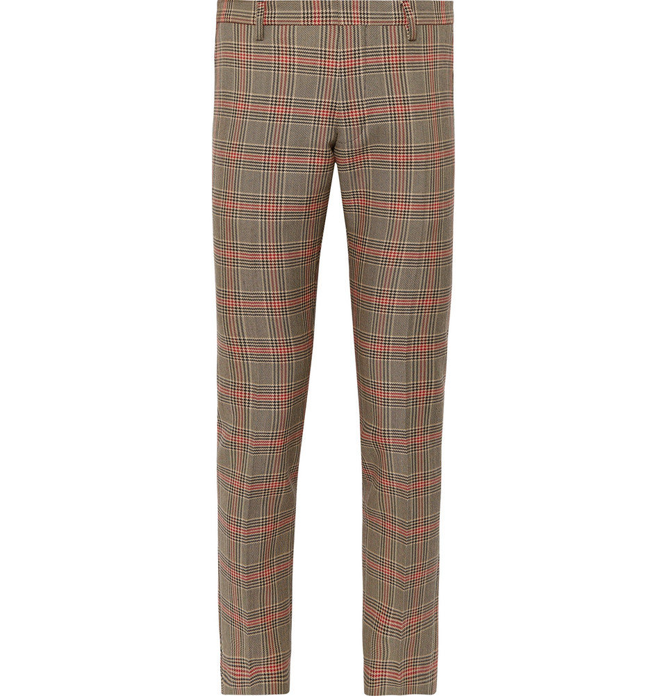 dries van noten checked trousers