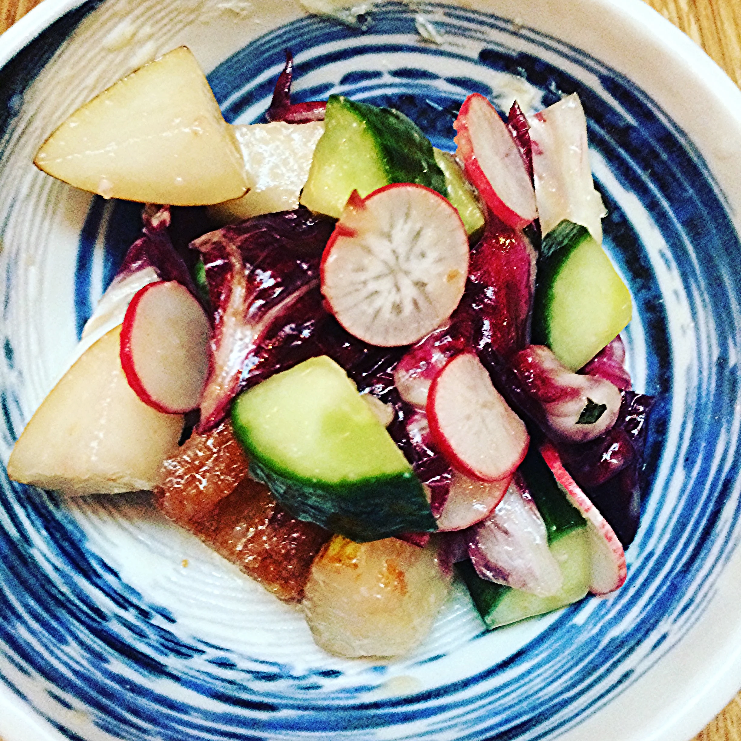Essa foi uma Panzanella Salad de cortesia. Deliciosa! 