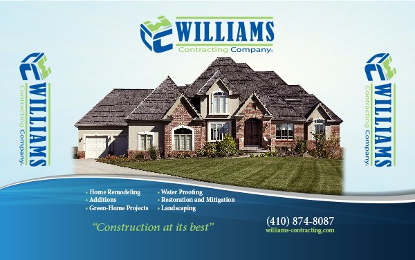 Williams Contracting 6 panel trade show display, backdrop, tables and lighting