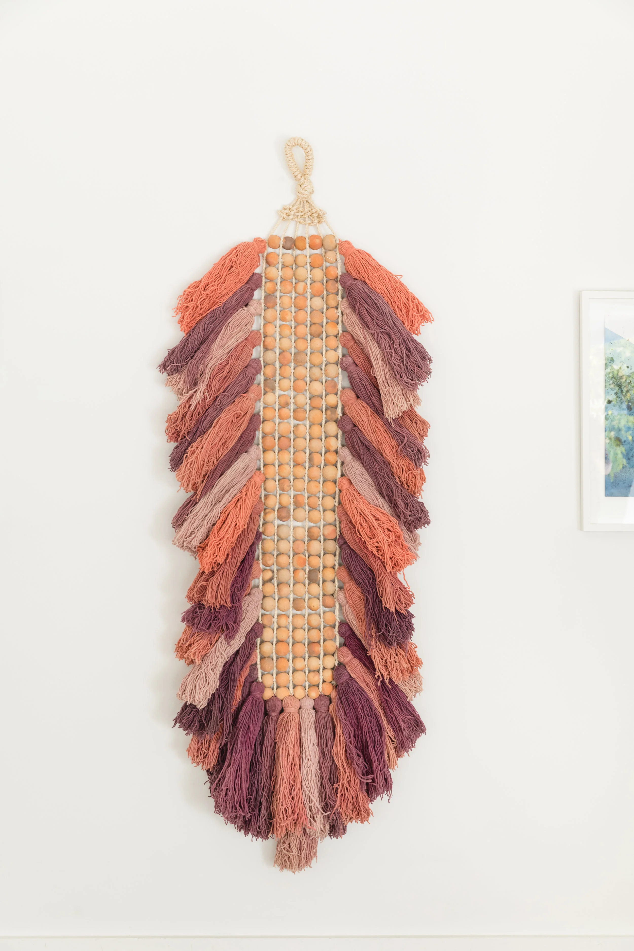 Witchy Woman , 2017, terra cotta, jute, linen merino, 24 x 72 inches