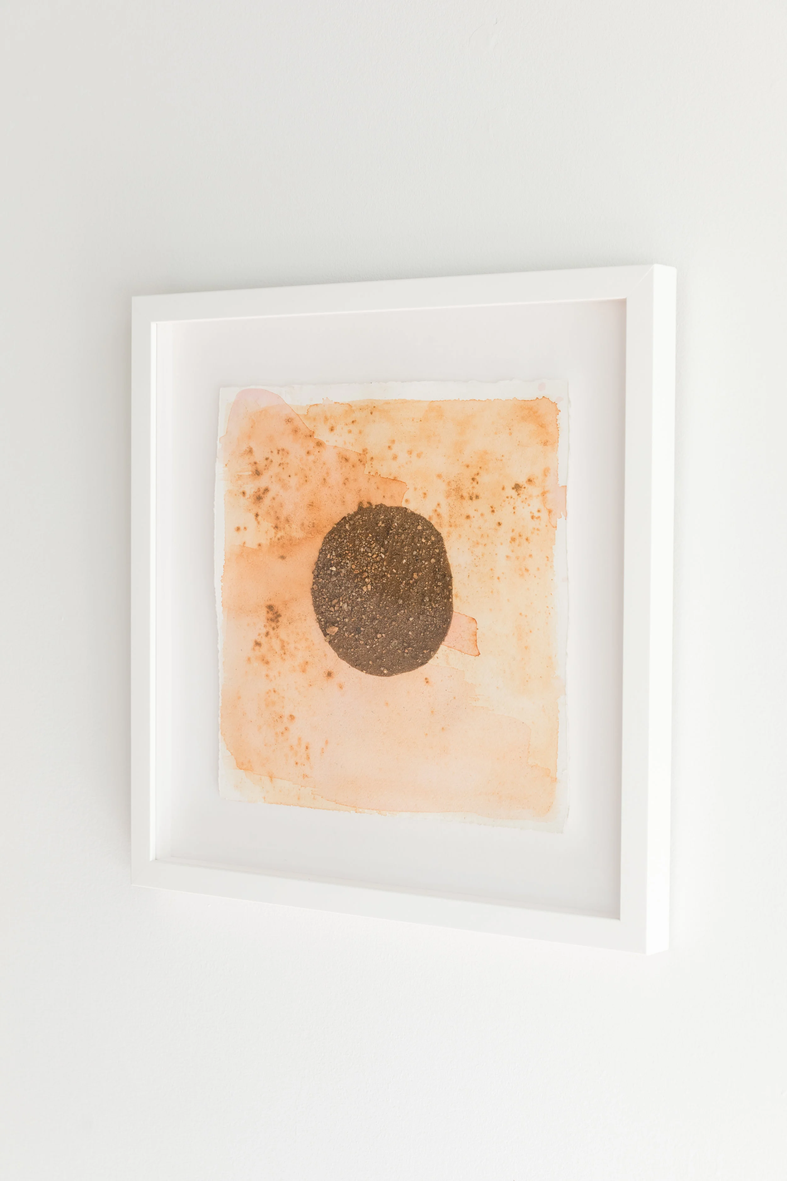 Oaxacan Sunset II , 2017, cotton paper, cochineal, sand, henna, 9 x 9 inches framed