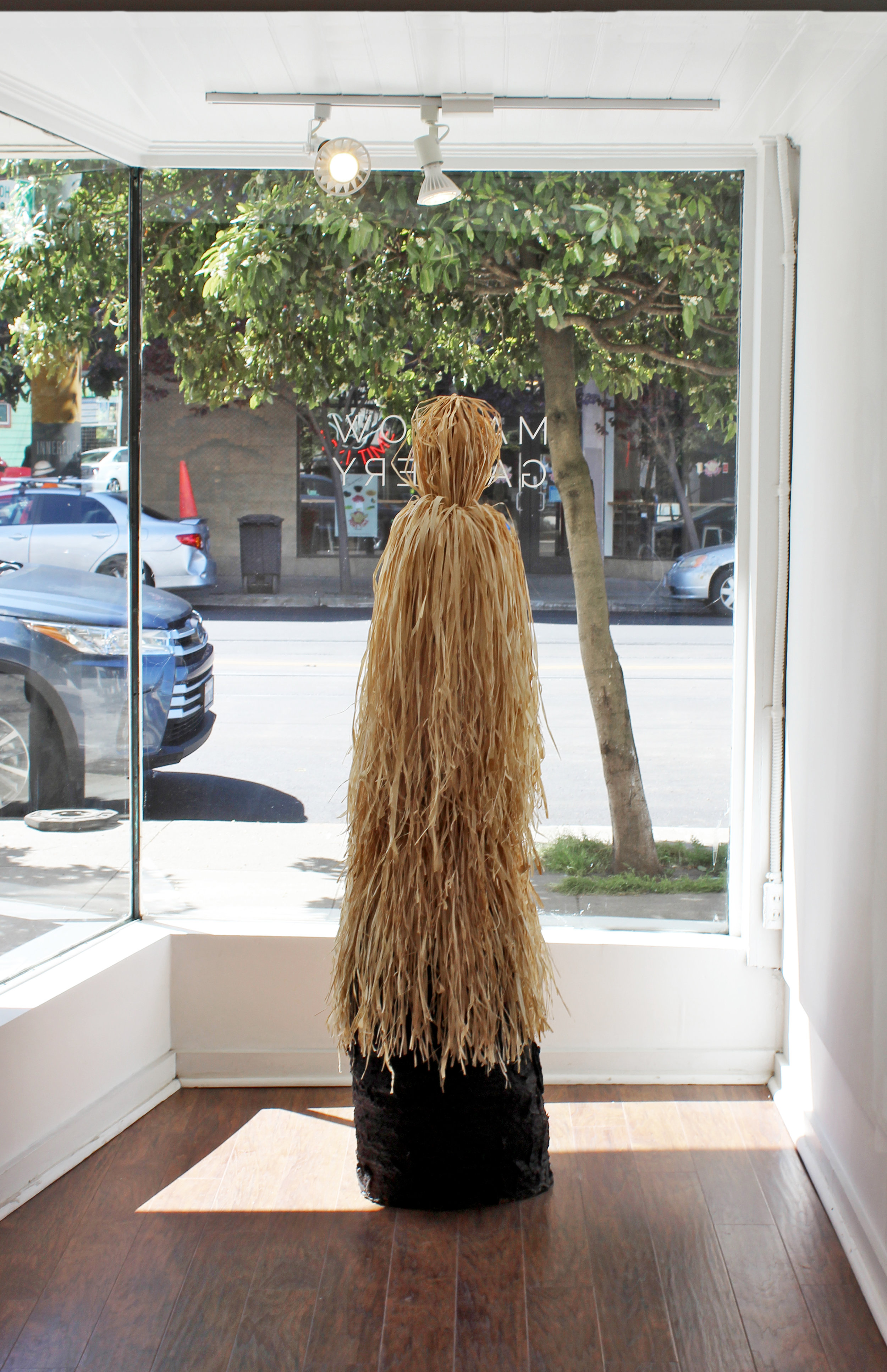 Guide Totem , 2019, jute, tar, wood, raffia, 18W x 72L x 16D inches