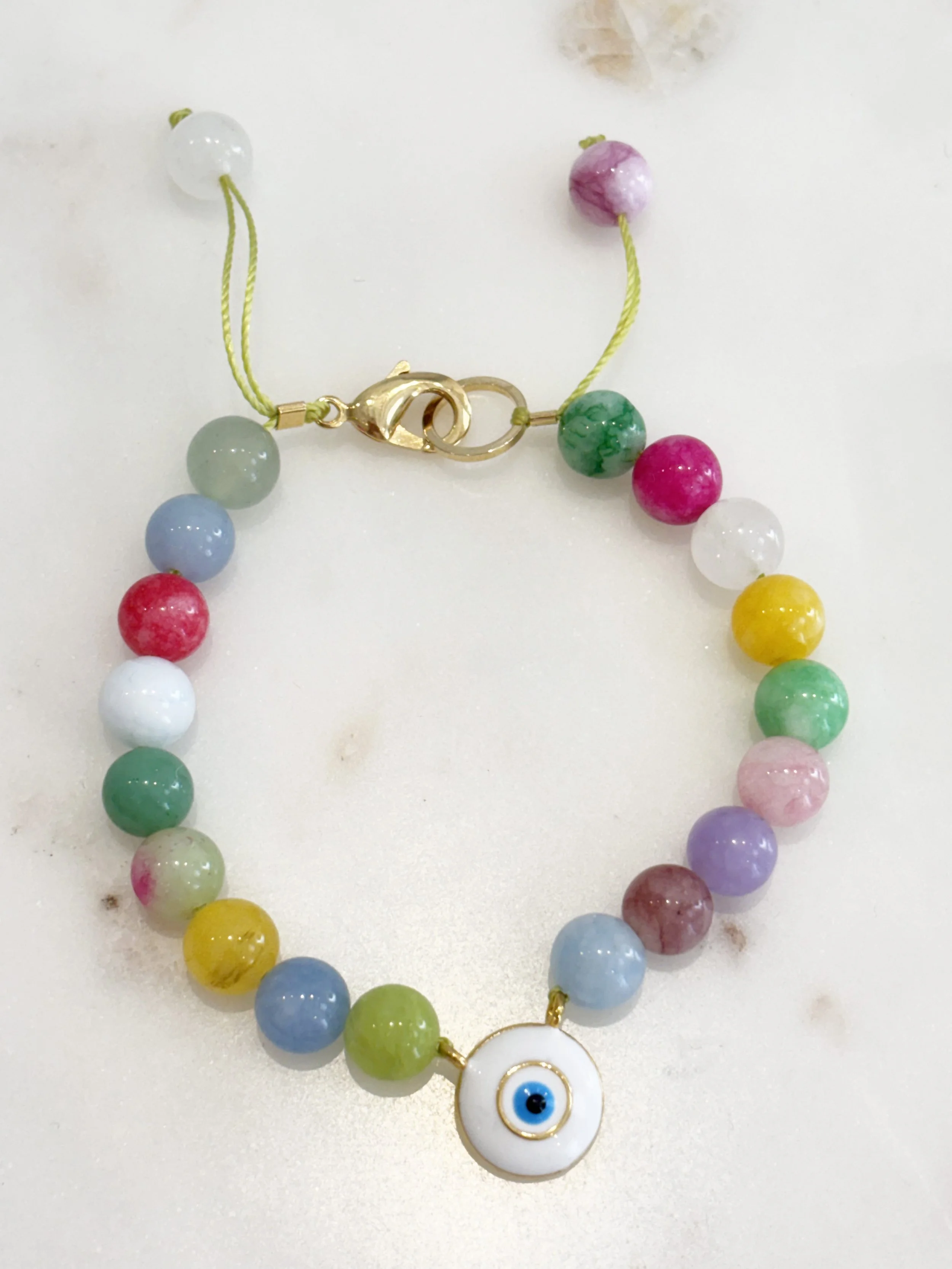 Evil Eye bracelet with rainbow stones