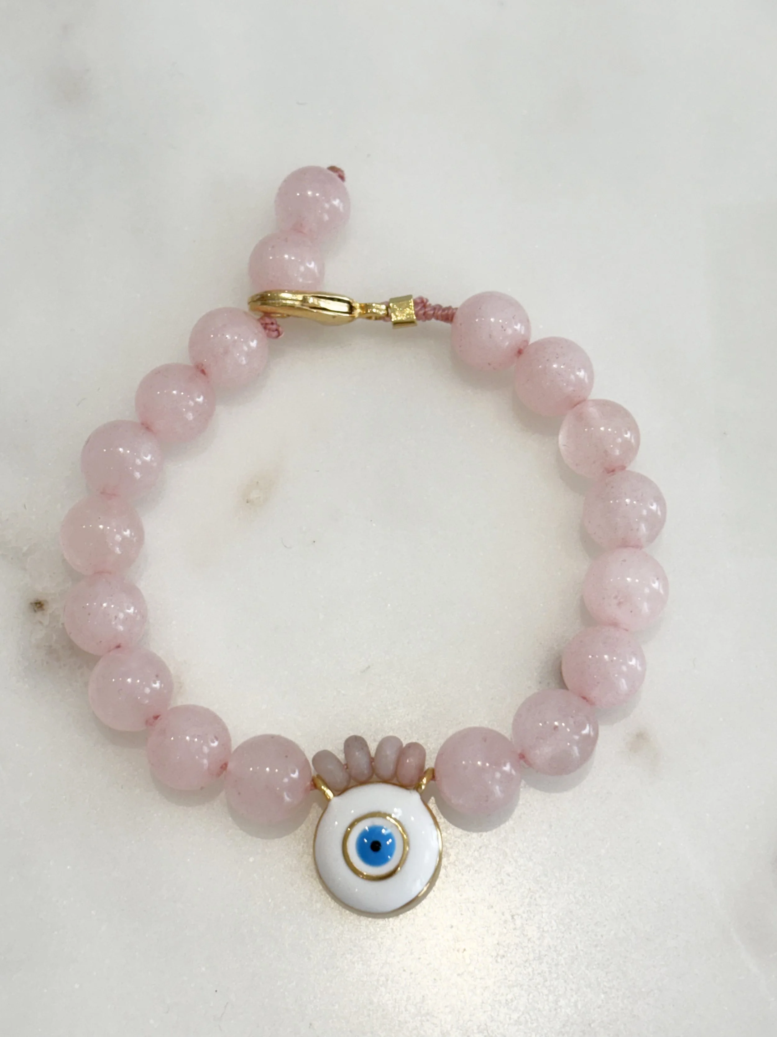 Evil eye Rose natural stones bracelet