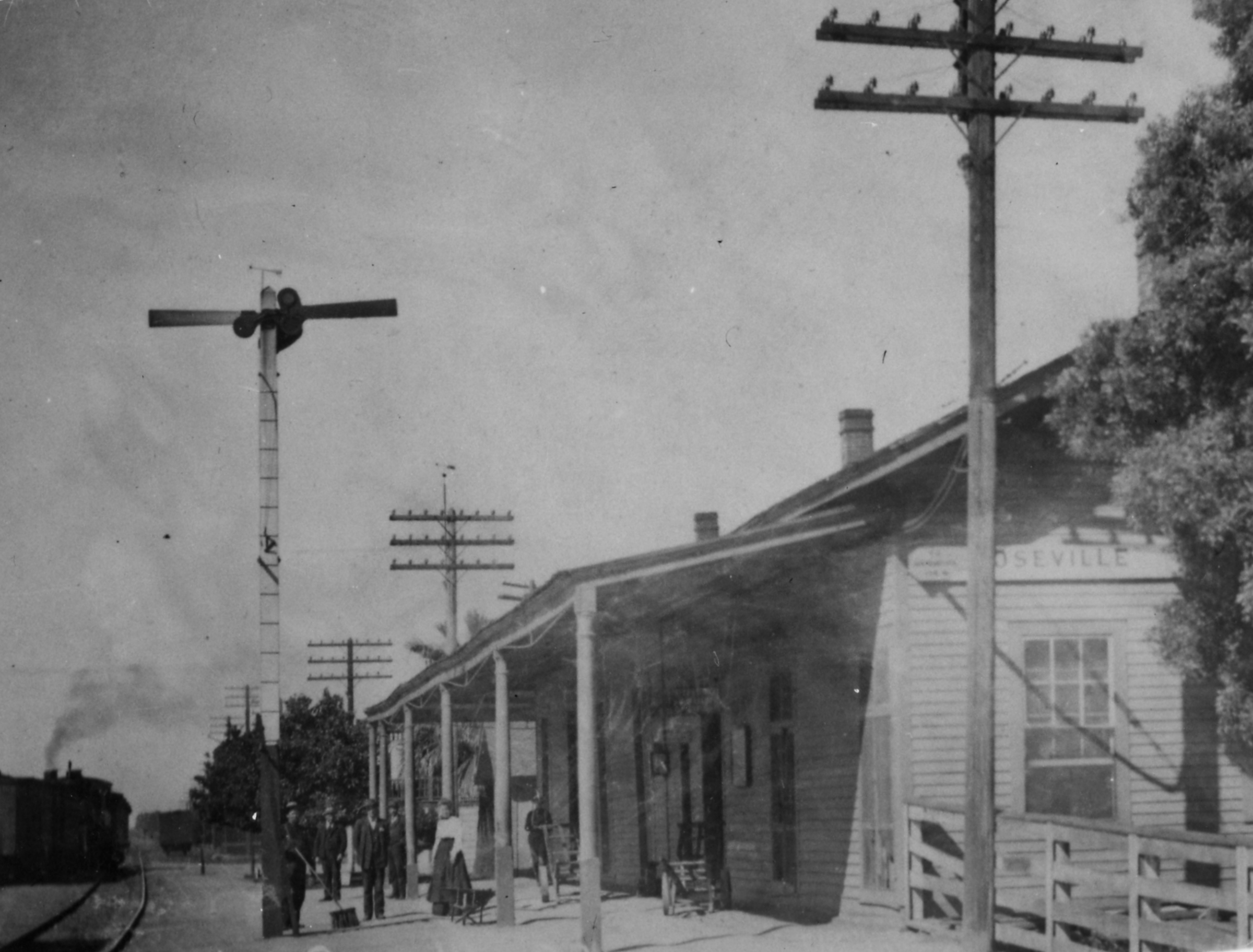 The Roseville train depot where Cassie Tomer Hill worked as telegrapher for 22 years.
