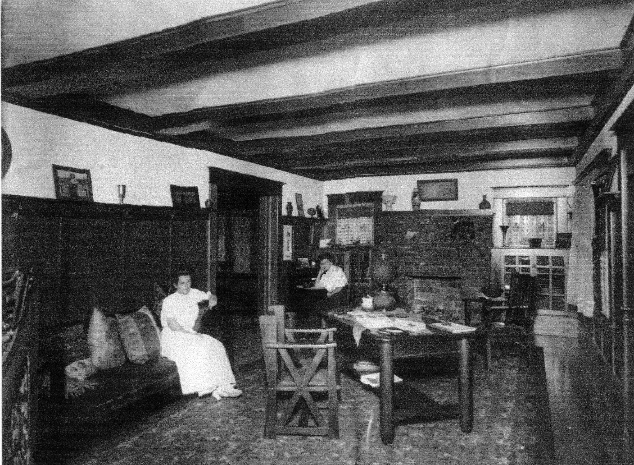 Cora Woodbridge with her daughter Anna Rebecca at their home on the corner of Main and Grant Streets next to Weber Park.
