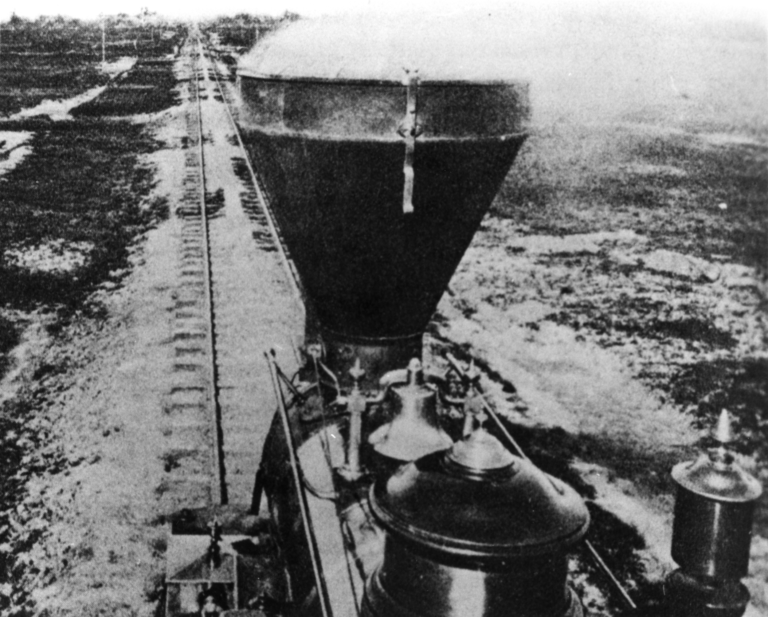 12-mile stretch of CPRR coming into Roseville circa 1880's steam engine.