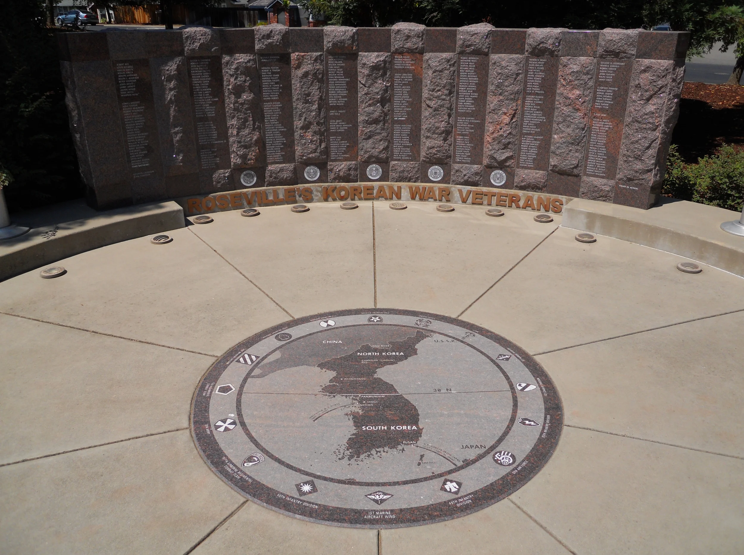 The monument includes a map of Korea.