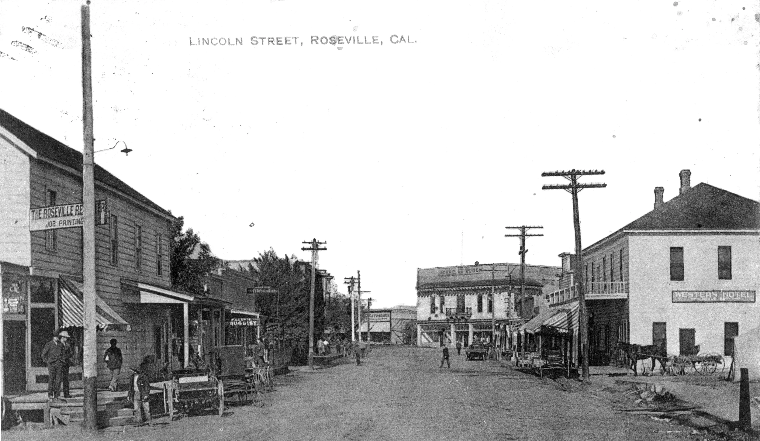 Lincoln Street at Pacific Street looking north toward McRae Building.