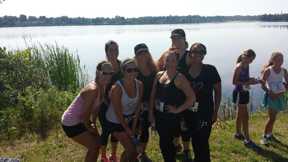 Team PoiseNation after successfully completing the 2014 race, proudly repping SP with our sparkly race gear!