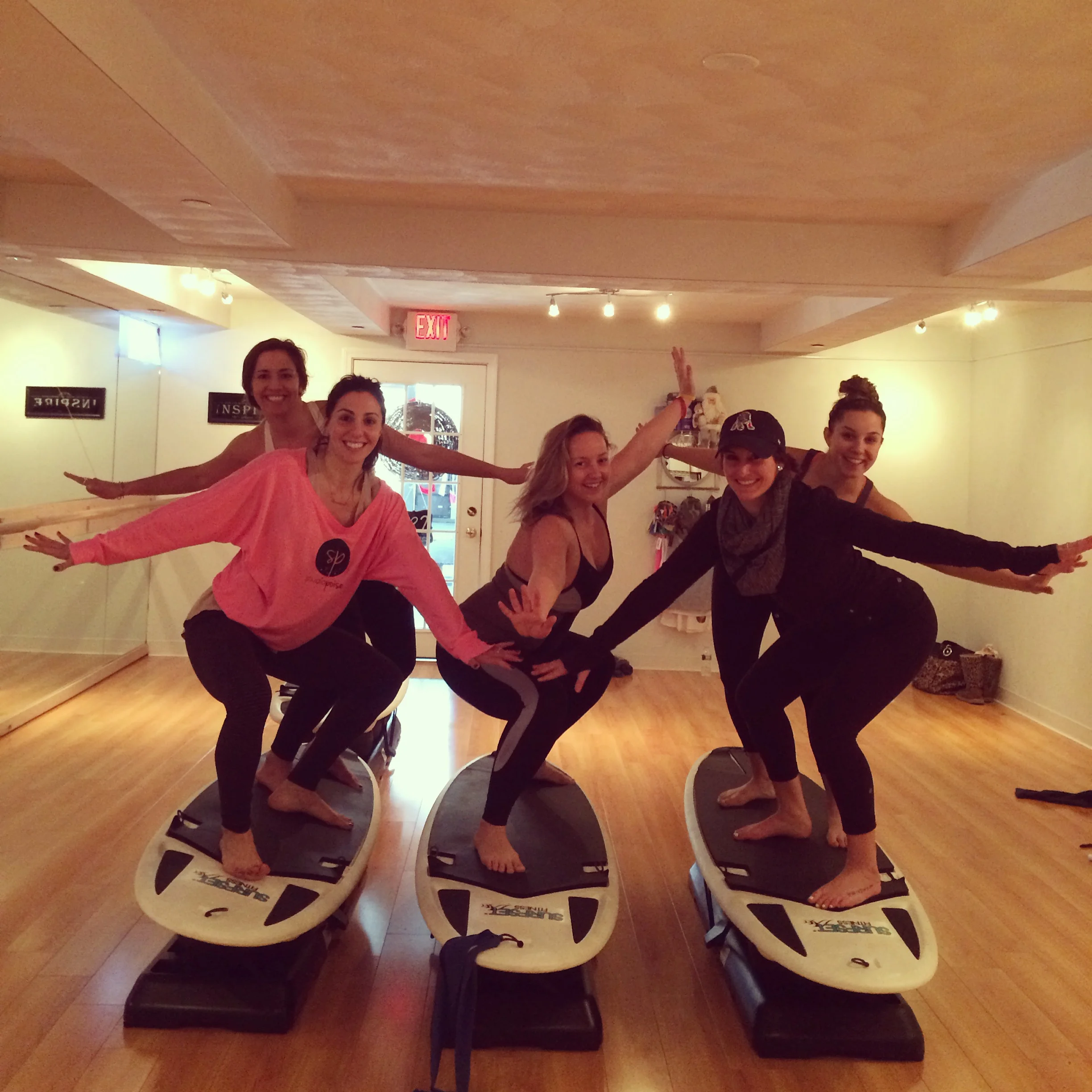 Some of our phenomenal instructresses celebrating the successful completion of PoiseBoarde training!