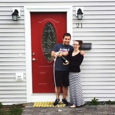 Brittany celebrating becoming a homeowner!