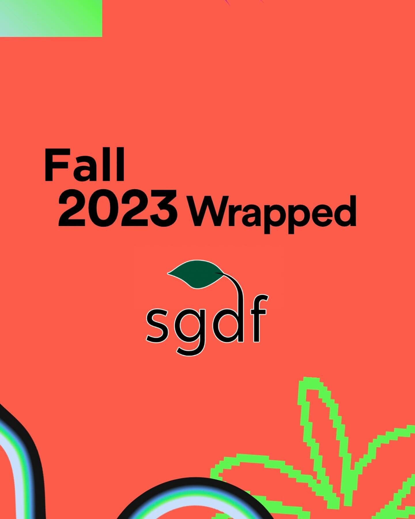 Happy end of the semester Spartans! SGDF had a busy fall, with 3 Kiva-paloozas, 2 blogs, our second  Thanksgiving dinner with Vilma, and much more. Check out our Fall 2023 Wrapped to hear more about what we did this semester 🎉