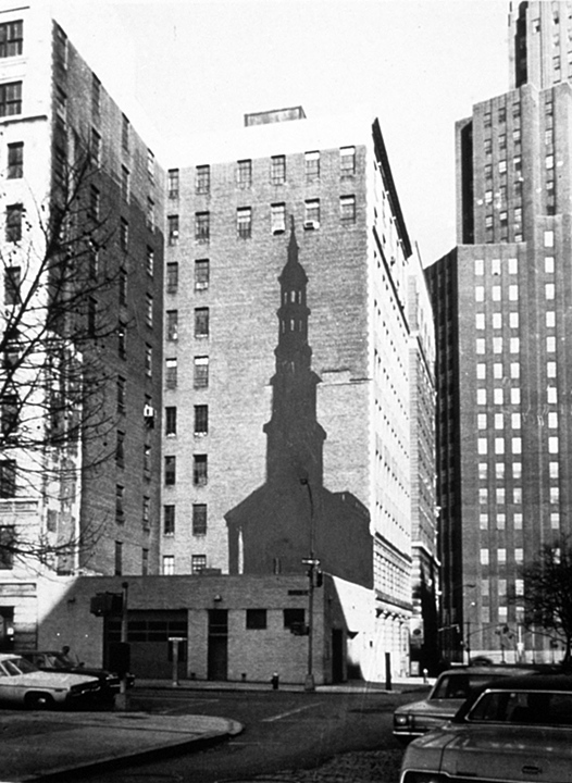 Proposal for Shadow of St. John's Church on Site Where It Stood on Varick Street, Near Canal. New York, NY. (1975)