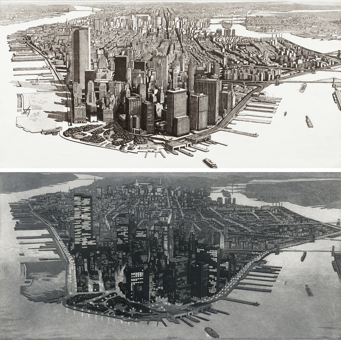 Manhattan View, Battery Park Day And Night (1980)