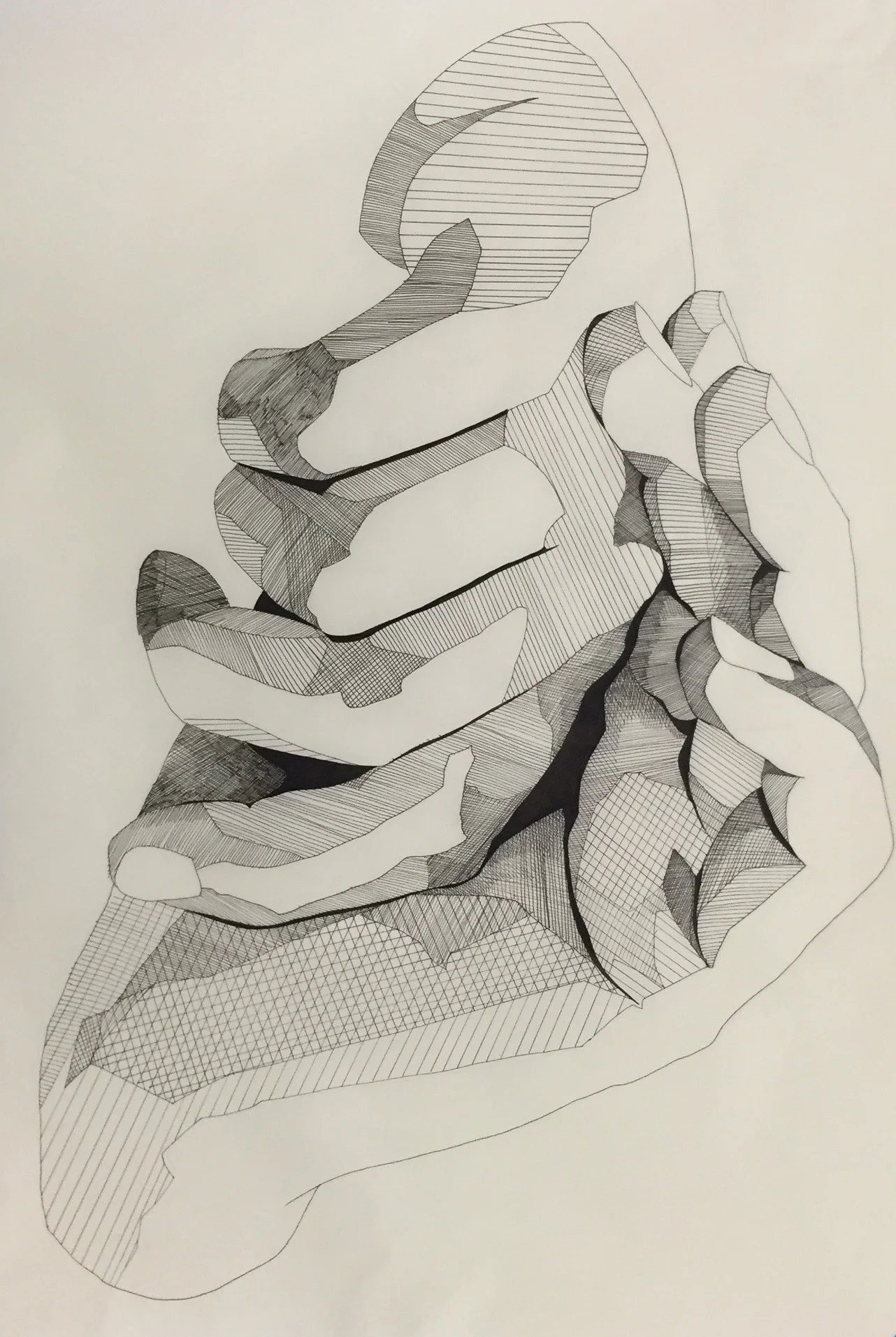 Architectural hands - 2015 - pen, vellum, acrylic paint, BFK reeves