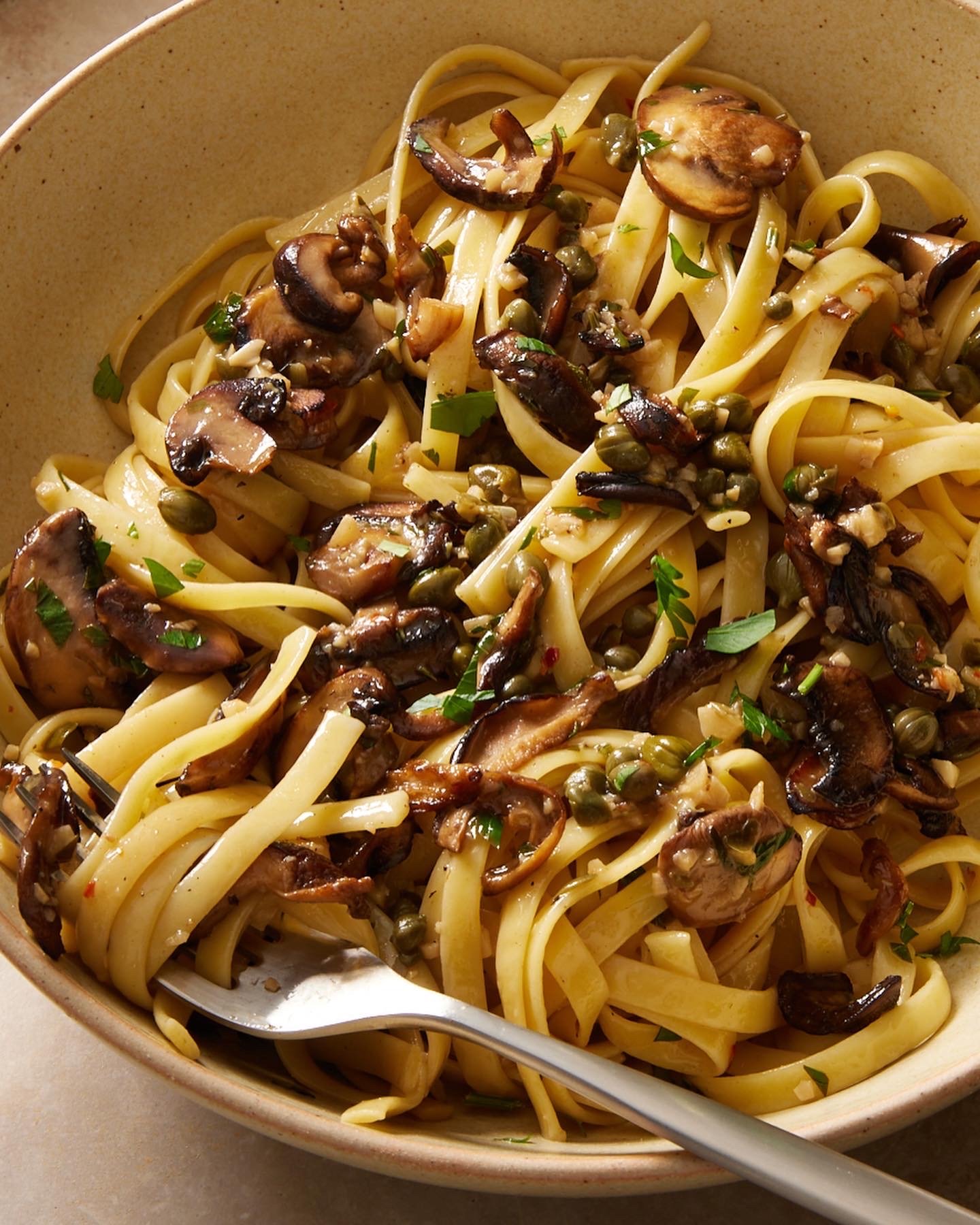 Mushroom Piccata Pasta