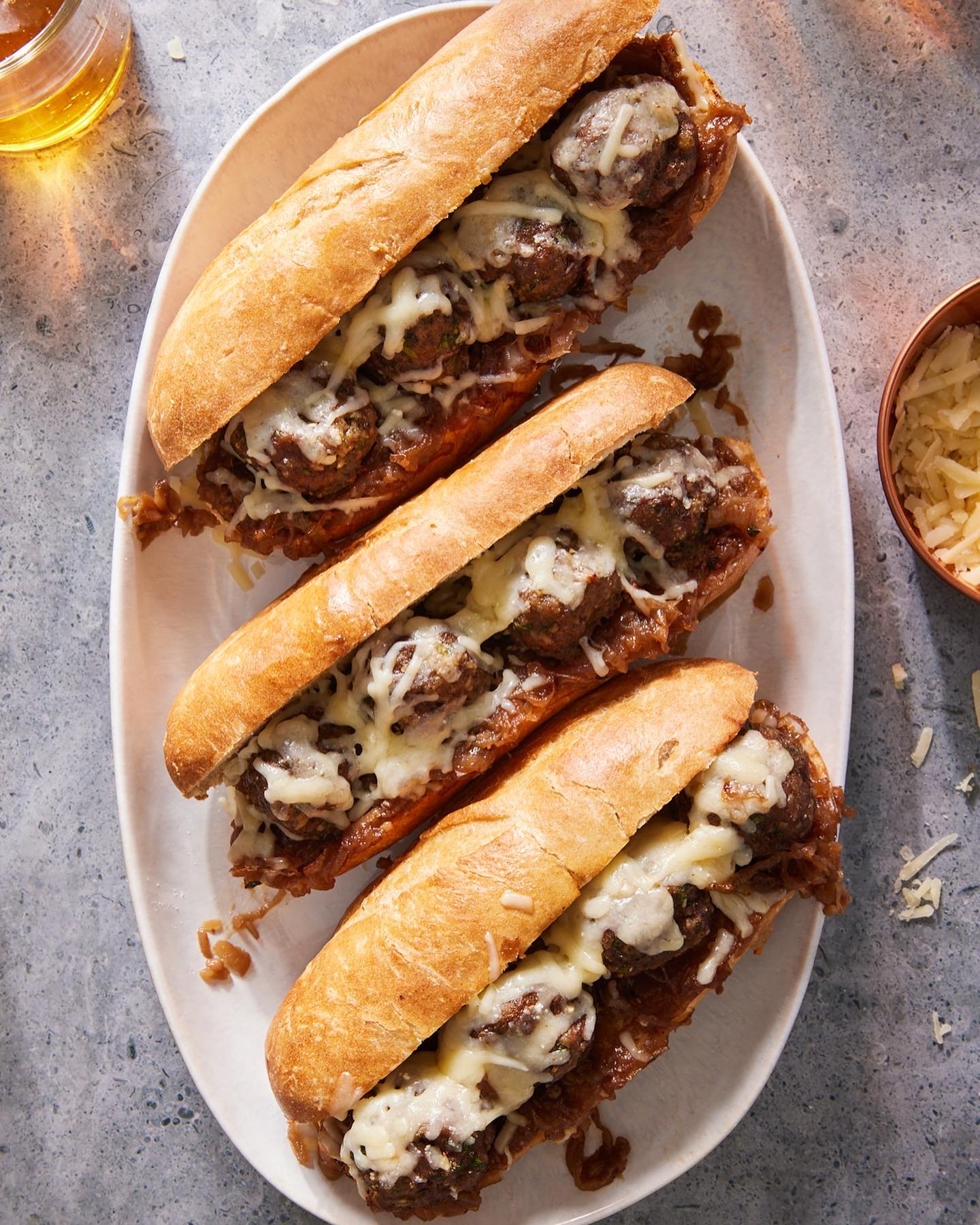 French Onion Meatball Subs