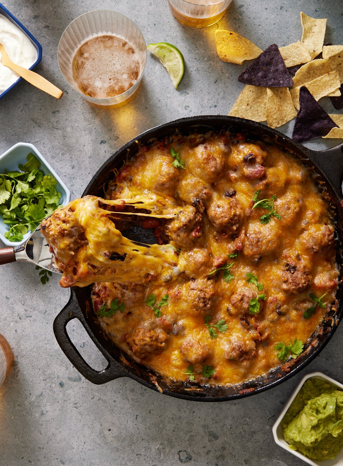 Skillet Chili & Meatballs