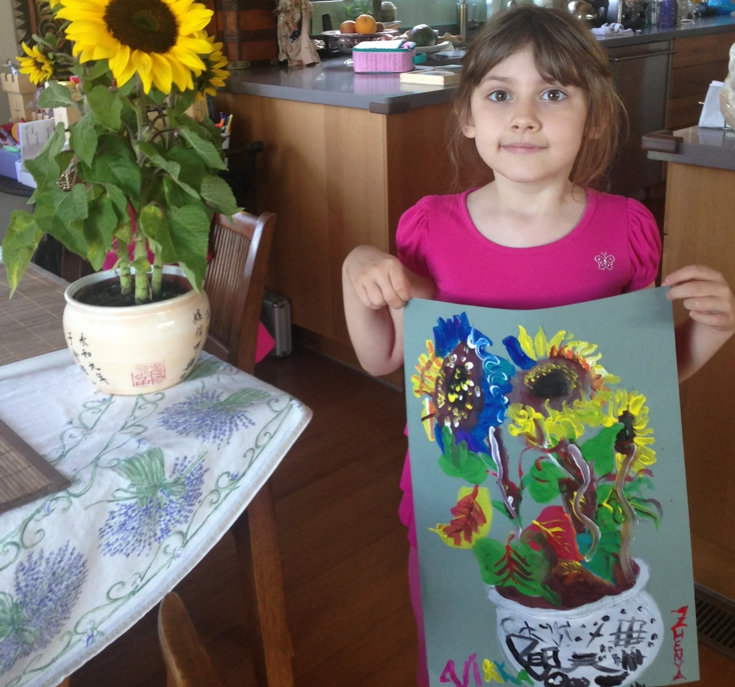  Nikka (5 years old), working on a still life 