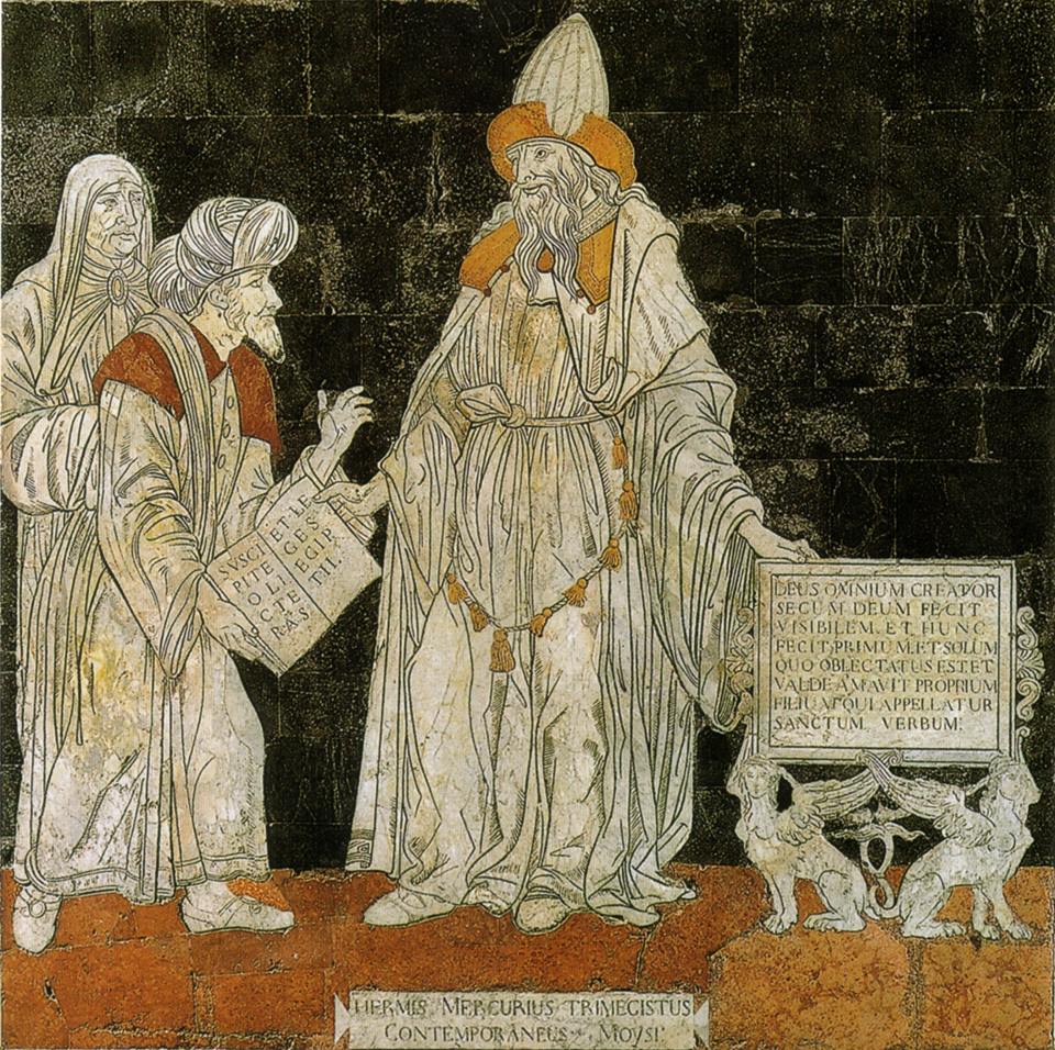 Hermes Mercurius Trismegistus depicted on the floor of Siena’s Duomo, Tuscany, Italy