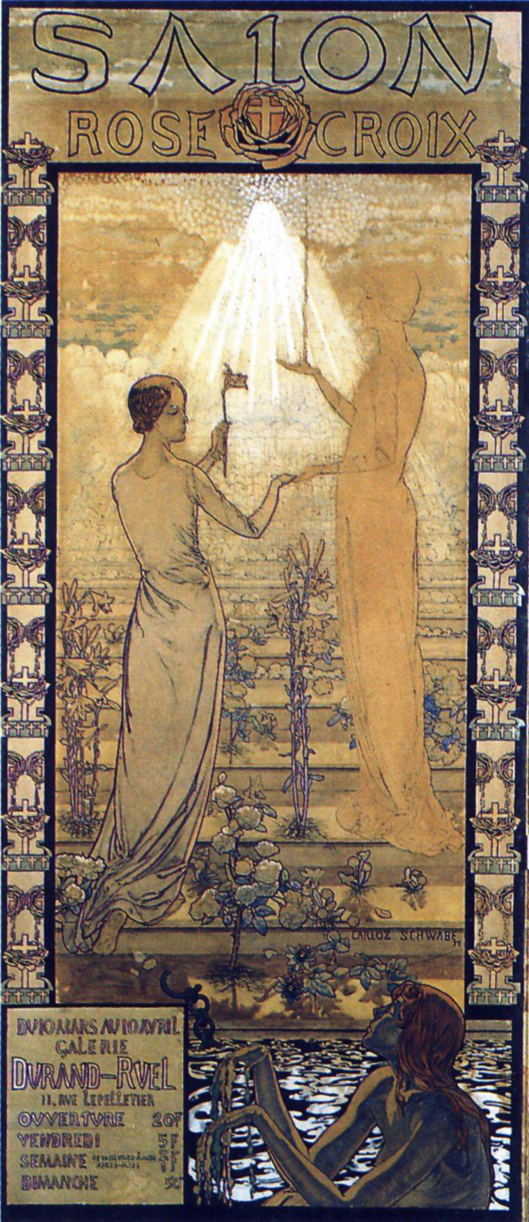 Poster for the first Rose+Croix Salon, 1892, designed by Carlos Schwabe. 