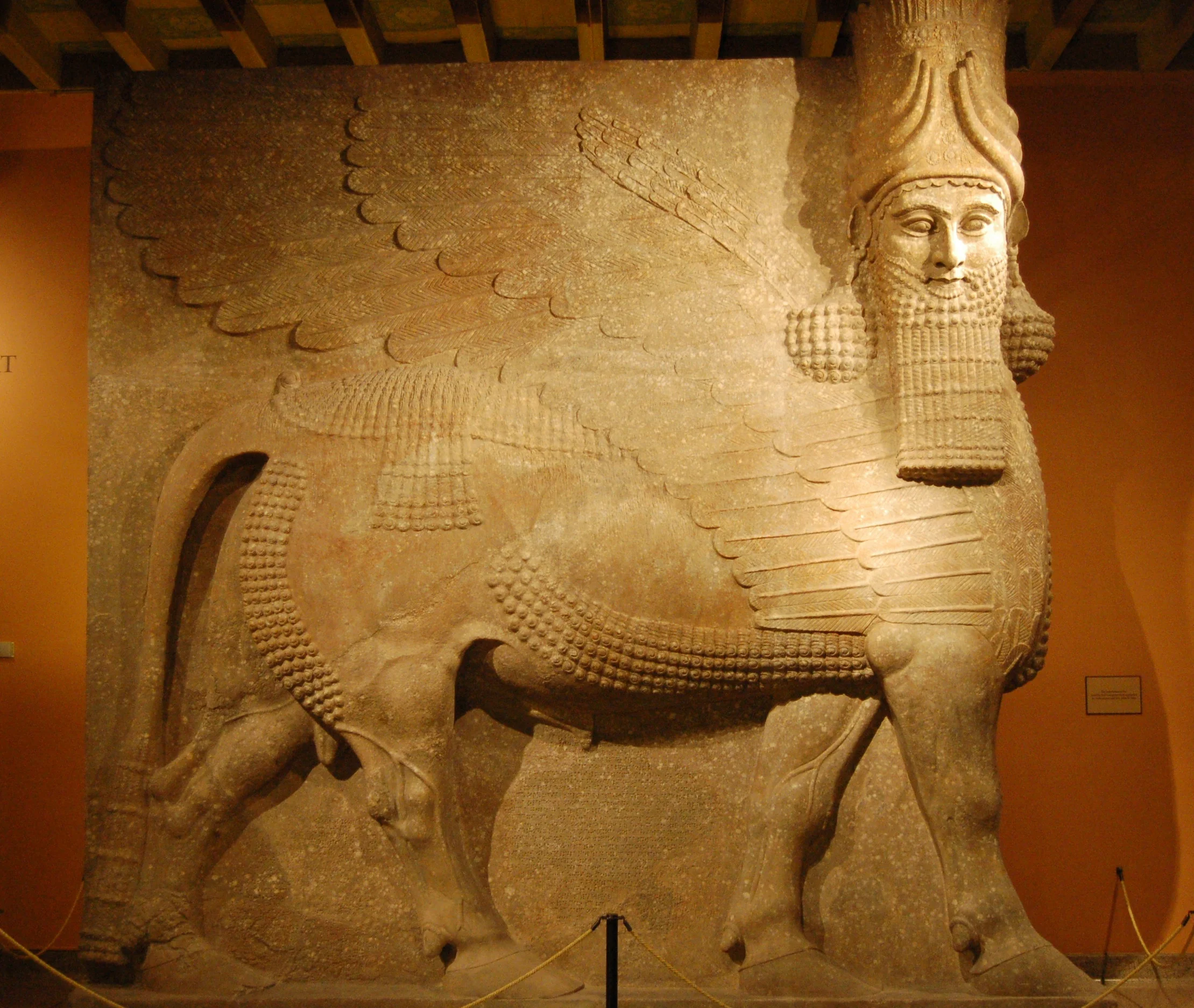 The Lamassu , or Assyrian winged bull, University of Chicago Oriental Institute, USA, c. 721-705 BCE.