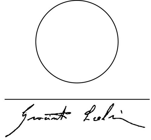 Signature of Giacinto Scelsi, reminiscent of Shen, Egyptian symbol of Infinity.