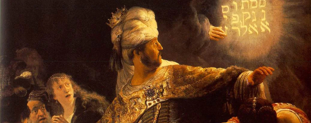 Rembrandt van Rijn, "Belshazzar's Feast" (detail), National Gallery, London