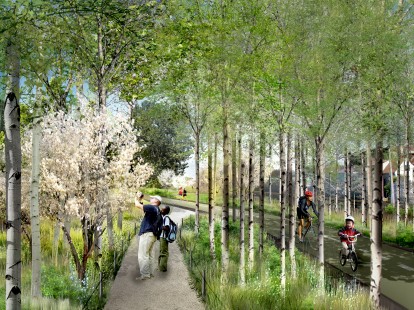 Artist rendering of the 2.7 mile Bloomingdale Trail. Photo courtesy of The606.org
