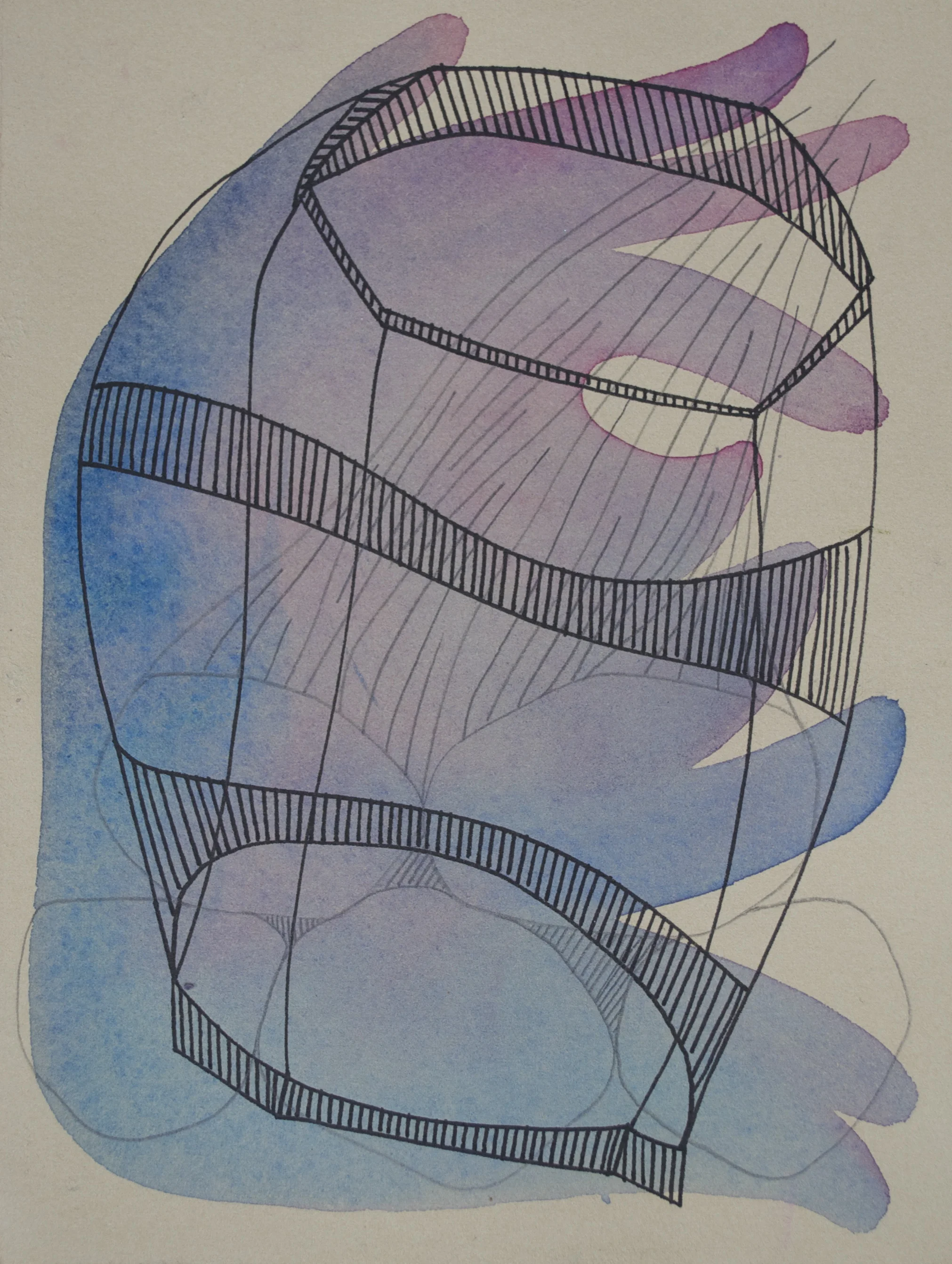 Acrylic, Pencil & Marker on Handmade Paper 6 x 8 Inches