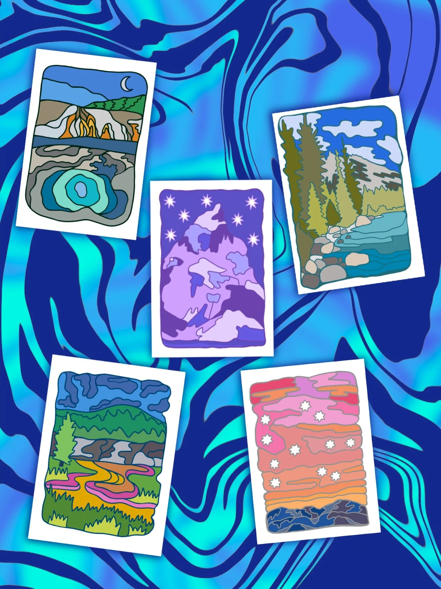 postcards are live! Selling this collection of 5 postcards - inspired by my travels to @yellowstonenps ! link in bio