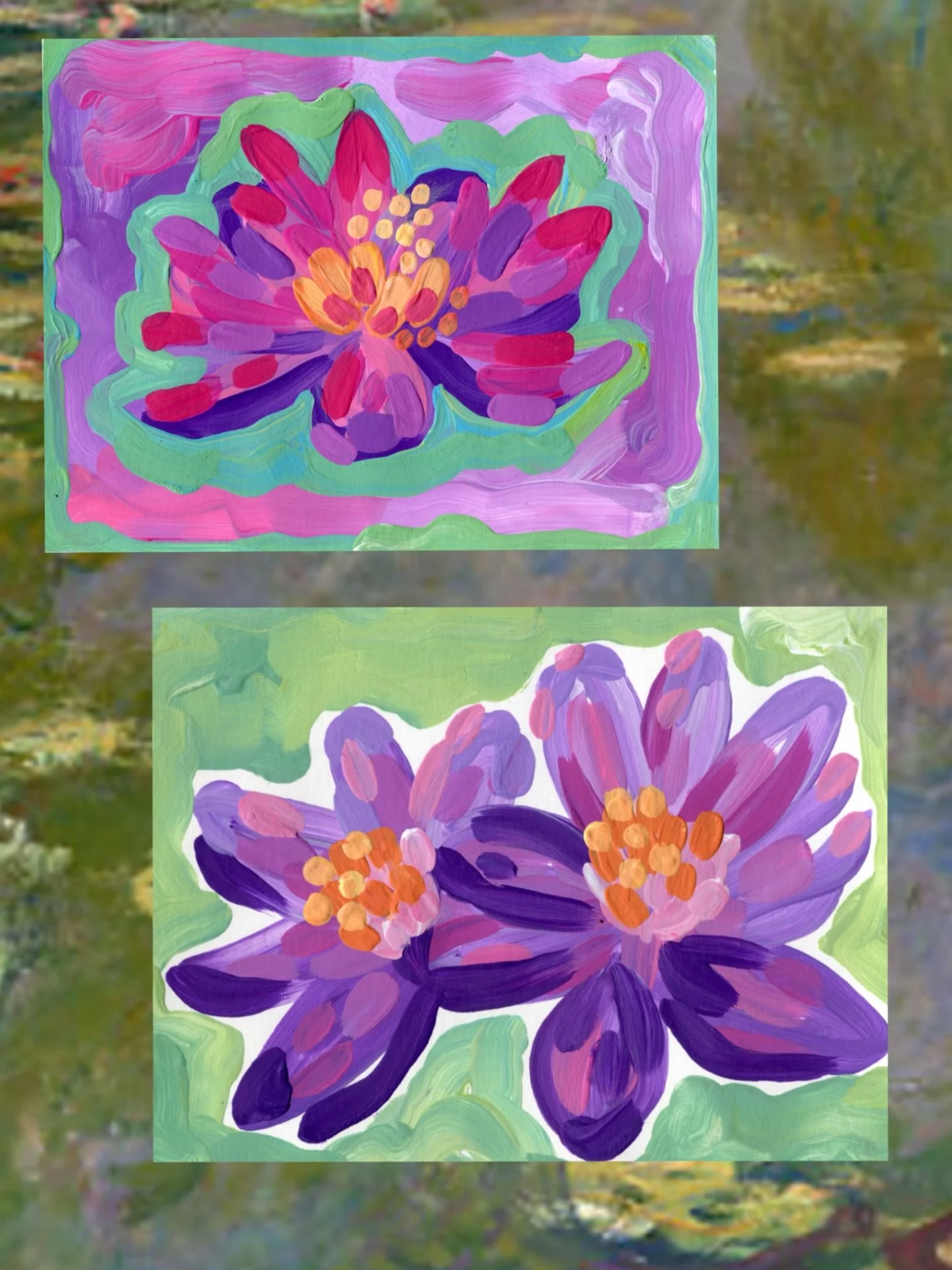 deep breaths 🪷 lilies on a Monet collage