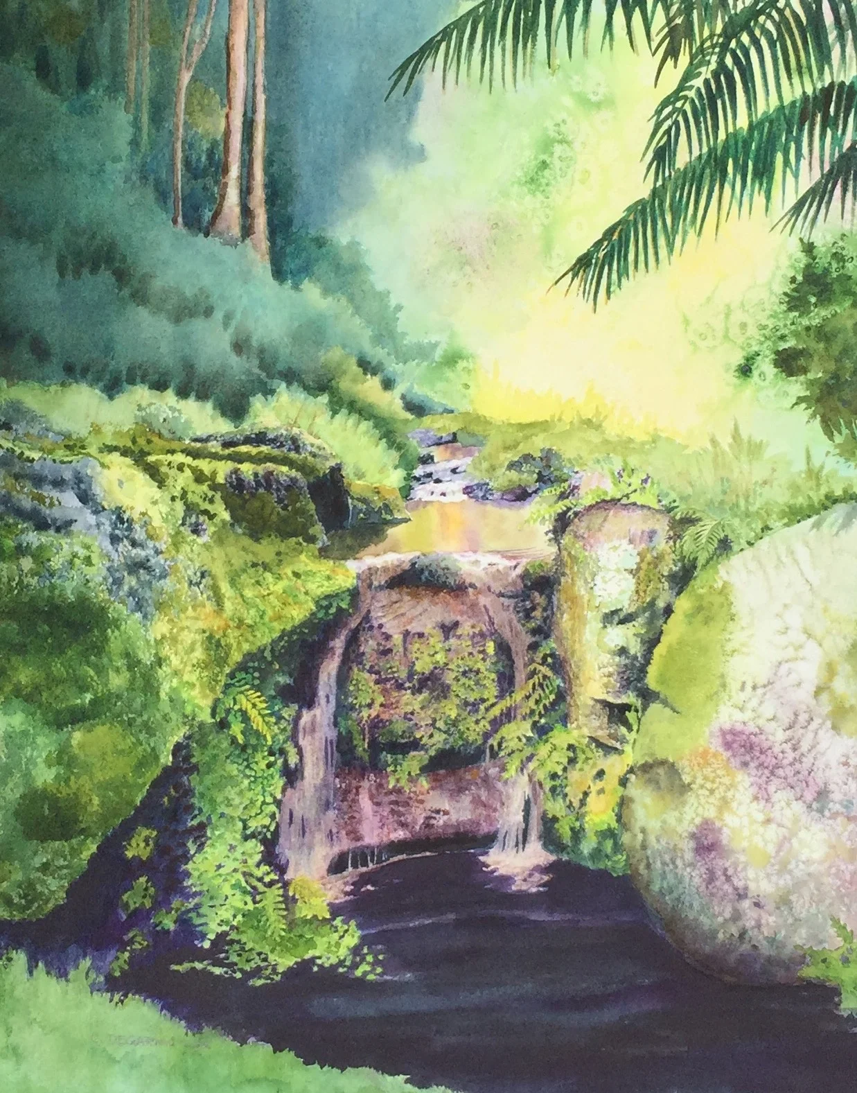 Mossy Rocks 21" x 18" - Linda Cox
