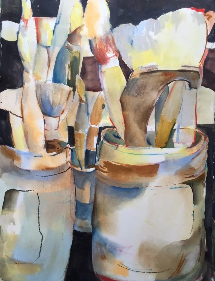 Brushes and Pots 30"x22" - Frances Hill