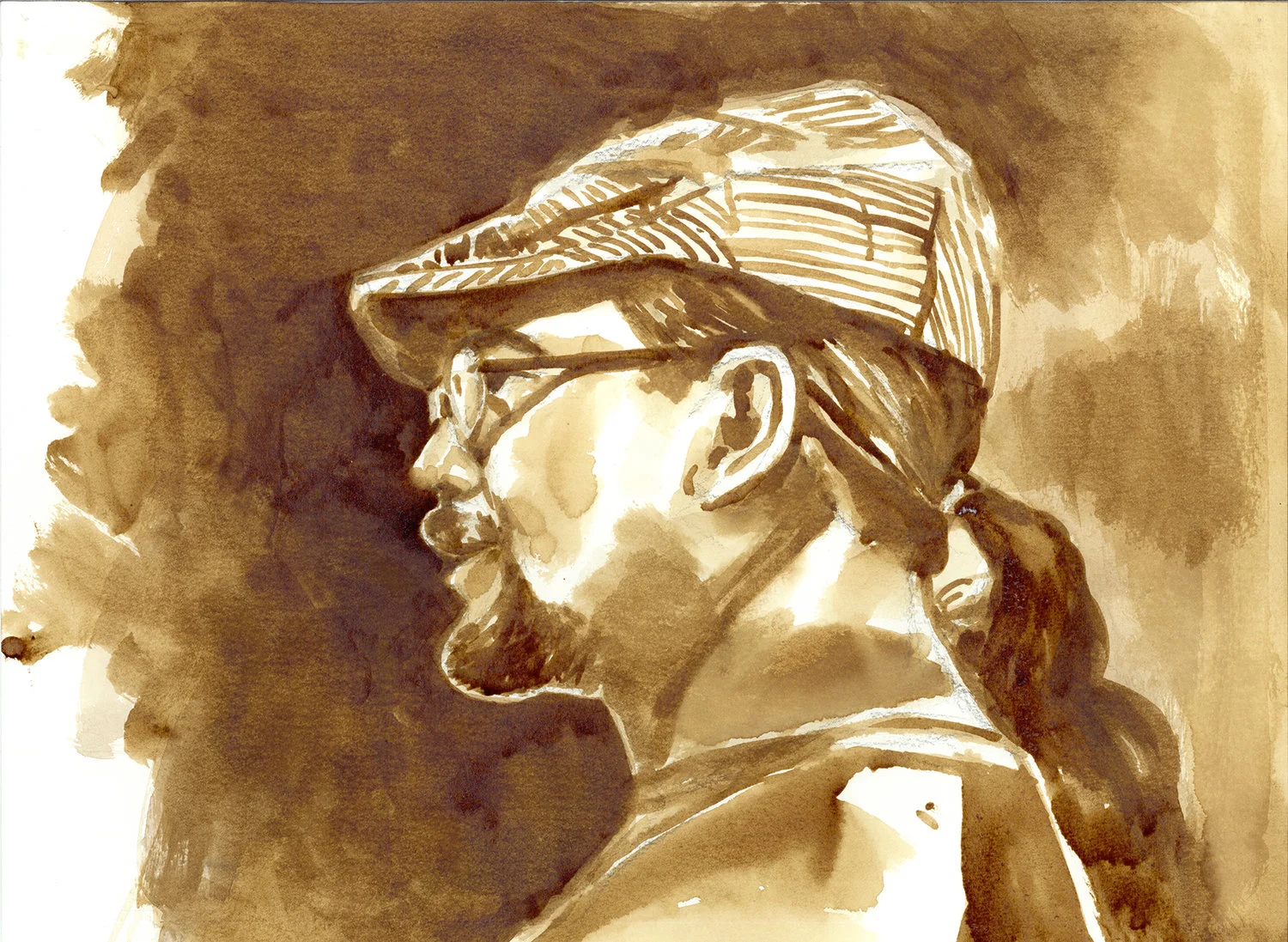 Self Portrait Coffee Painting 11"x15" - Jimmy Tablante