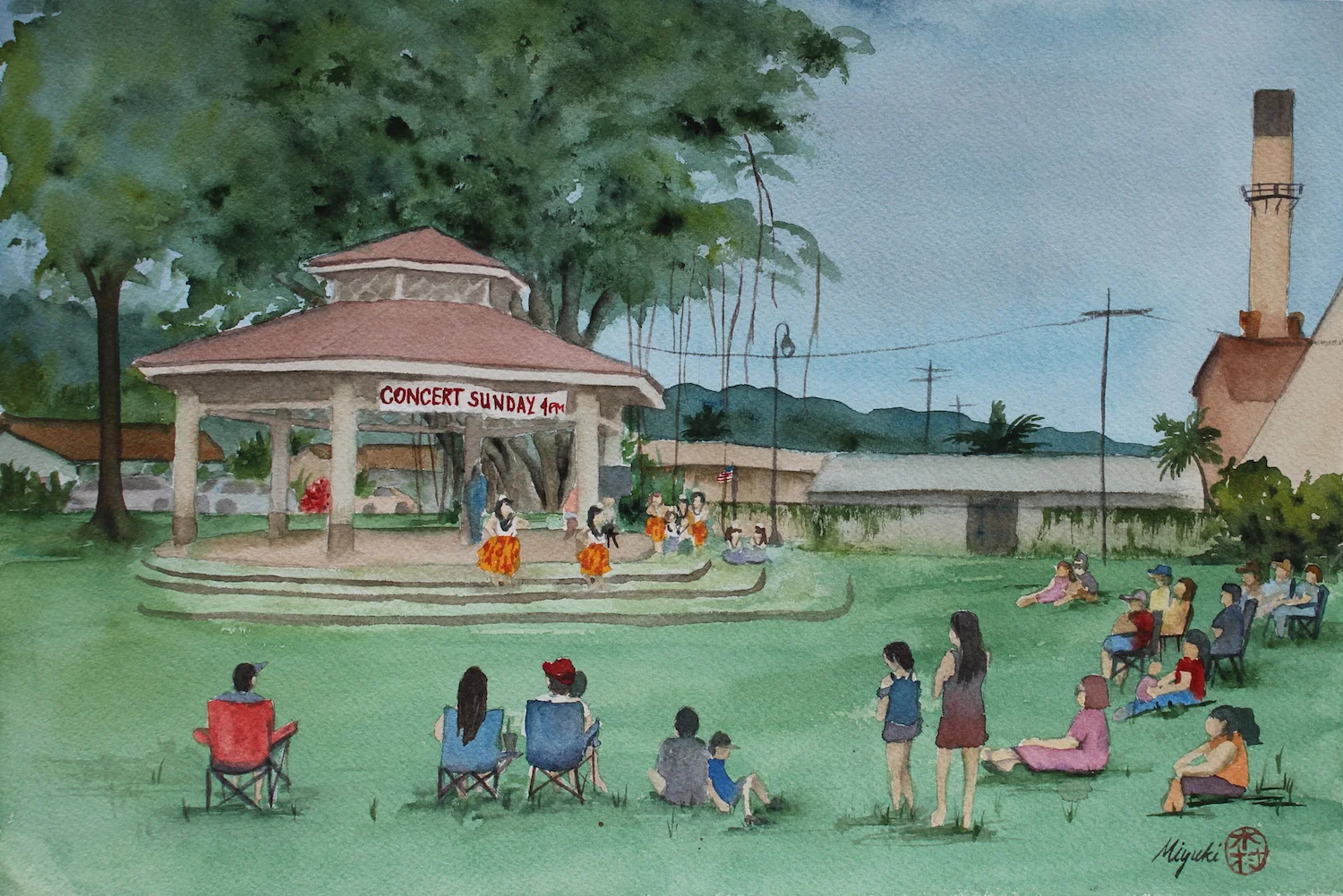 Waialua Bandstand 9.5" x 13" - Kelly Kimura