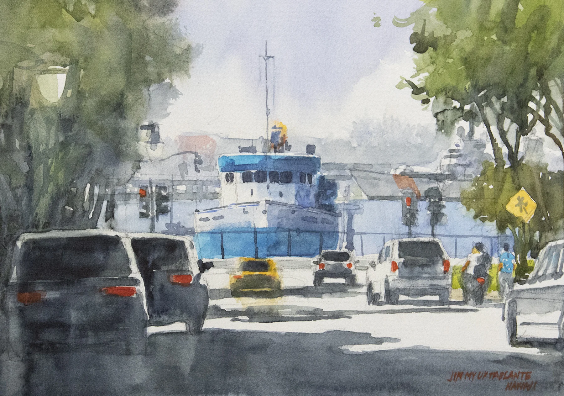 The Blue Boat 12"x16" - Jimmy Tablante