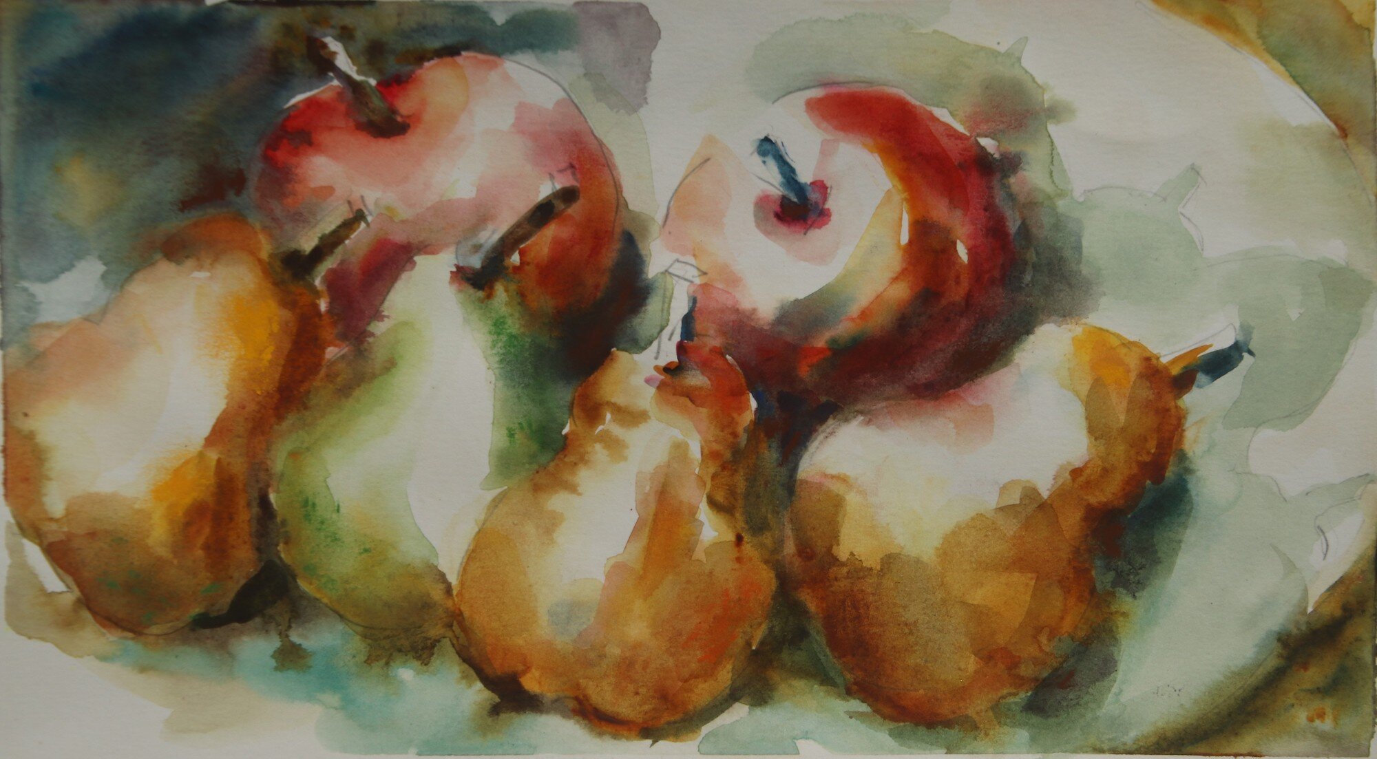 Light Ruth, Apples and Pears 5.5" x 10"