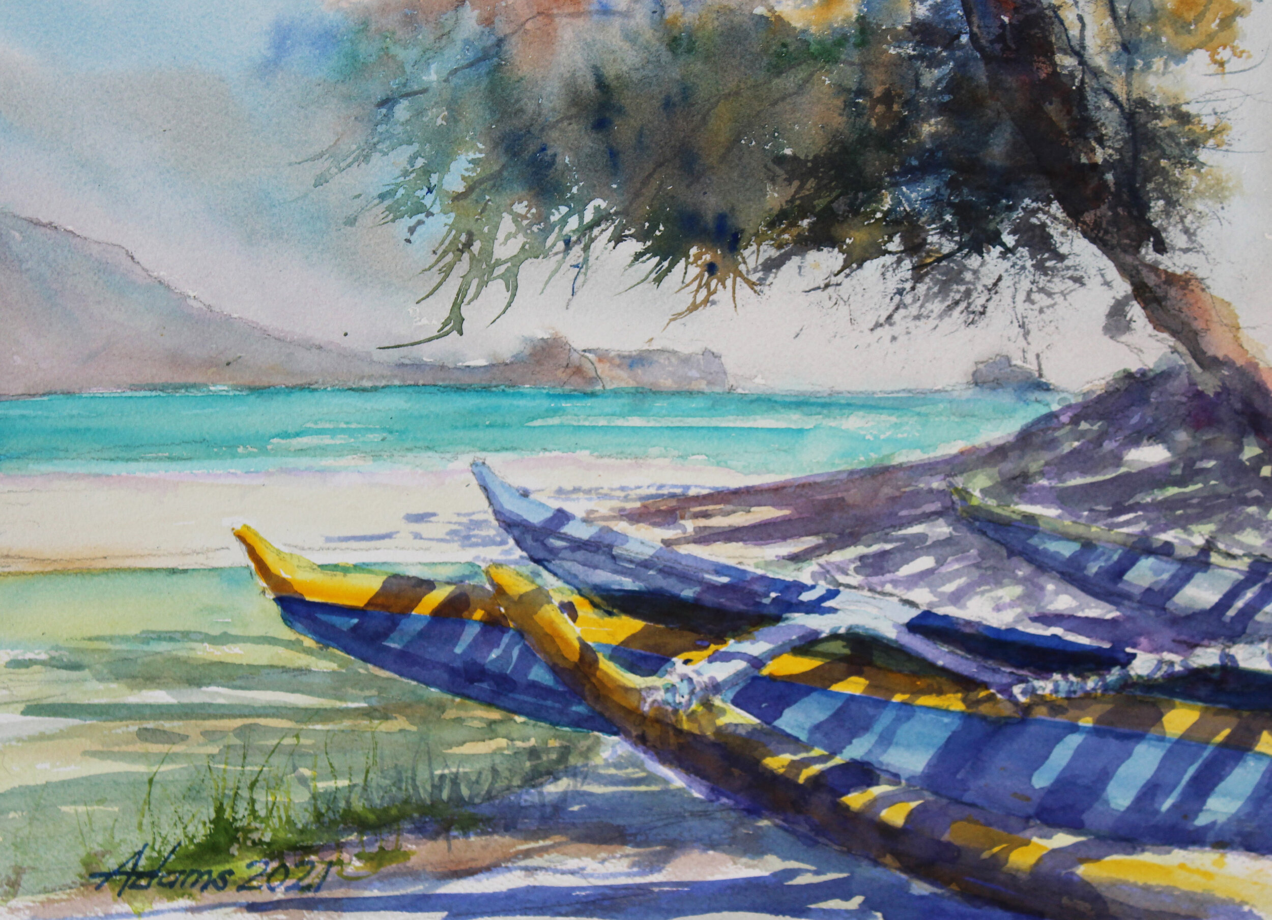 Dwayne Adams, Waiting for Paddlers 2  7.5"x11"