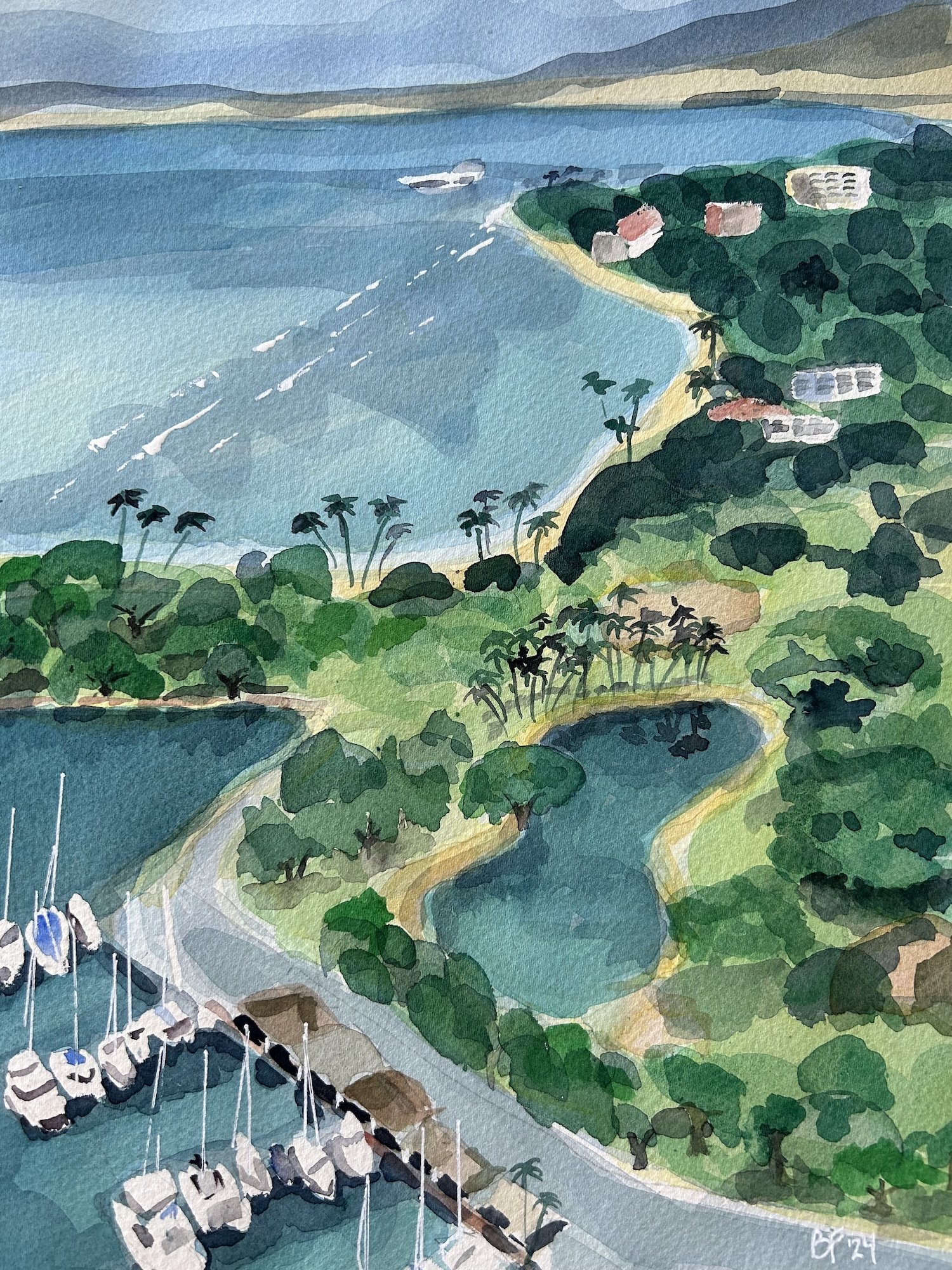 Ala Moana Beach from the 34th Floor, Barbara Falvey 12x9